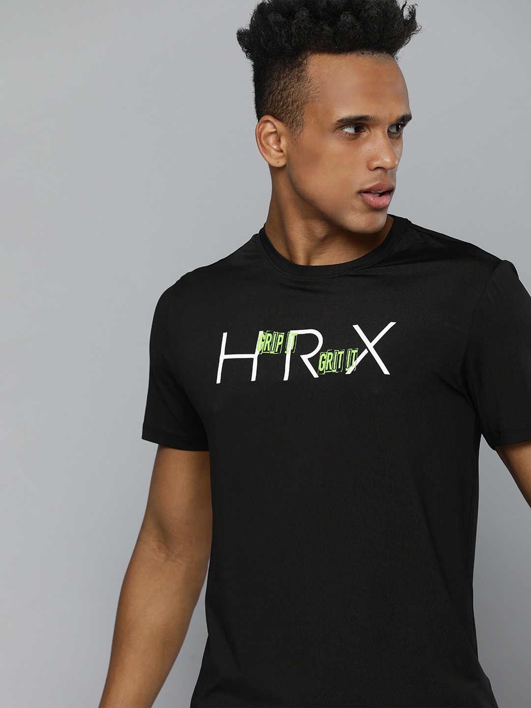 

HRX by Hrithik Roshan Men Black Brand Logo Printed Rapid-Dry Training T-Shirt