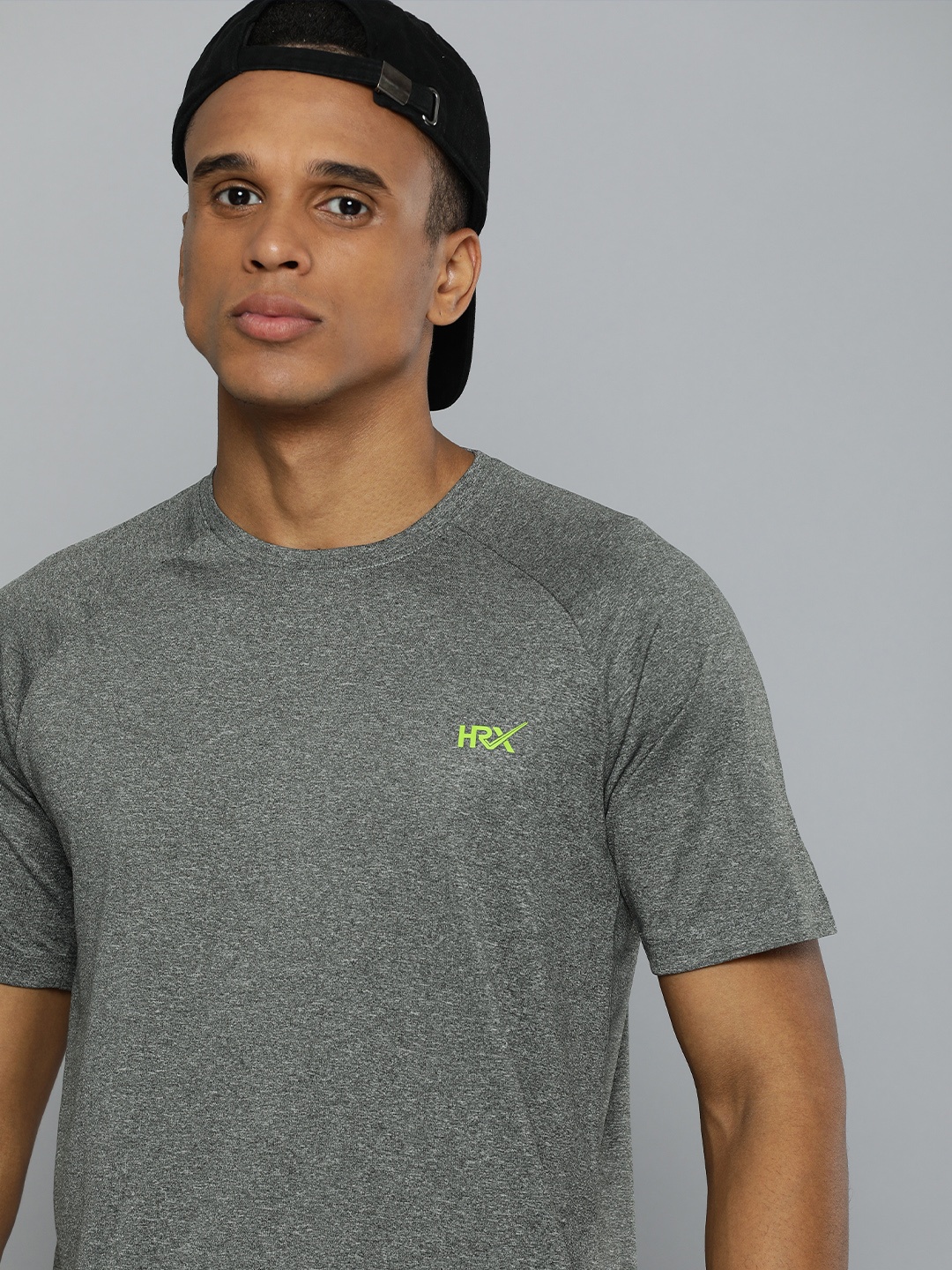 

HRX By Hrithik Roshan Men Grey Melange Running Rapid-Dry T-Shirts