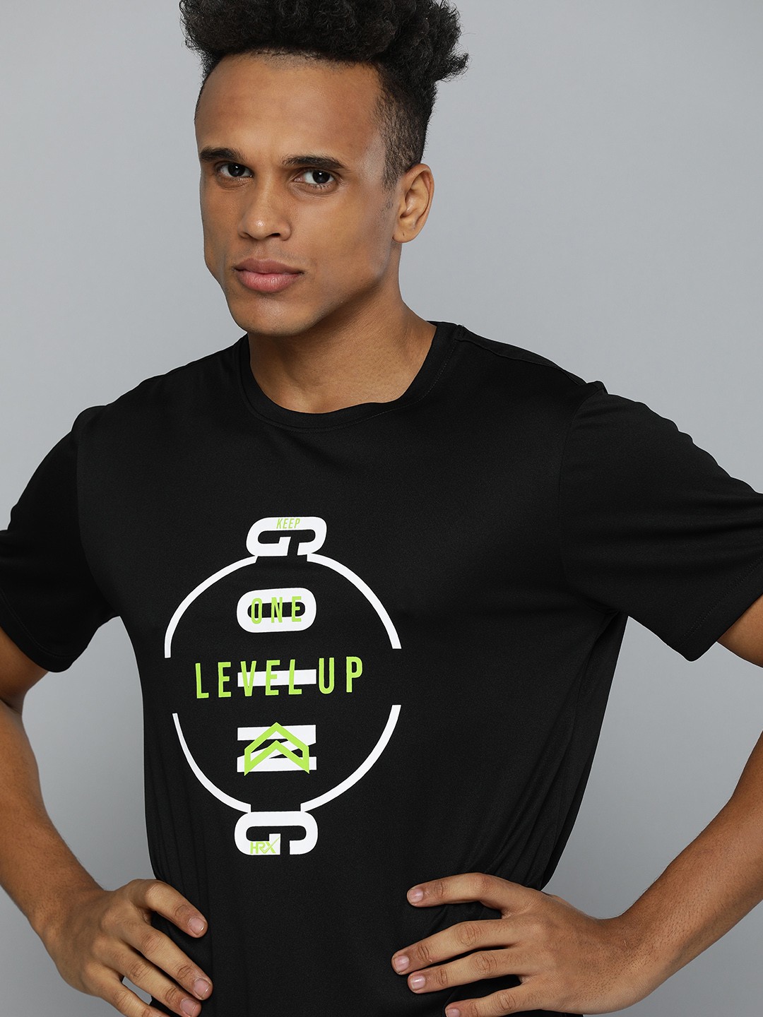 

HRX by Hrithik Roshan Men Black Typography Printed Rapid-Dry Training T-Shirt