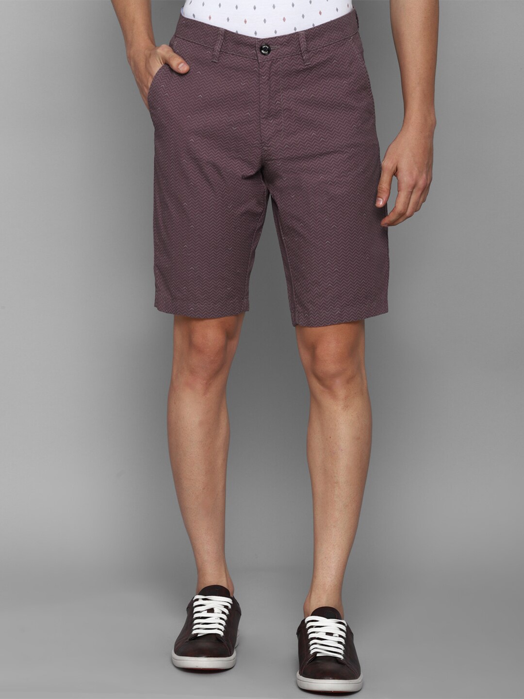 

Allen Solly Men Maroon Printed Slim Fit Shorts