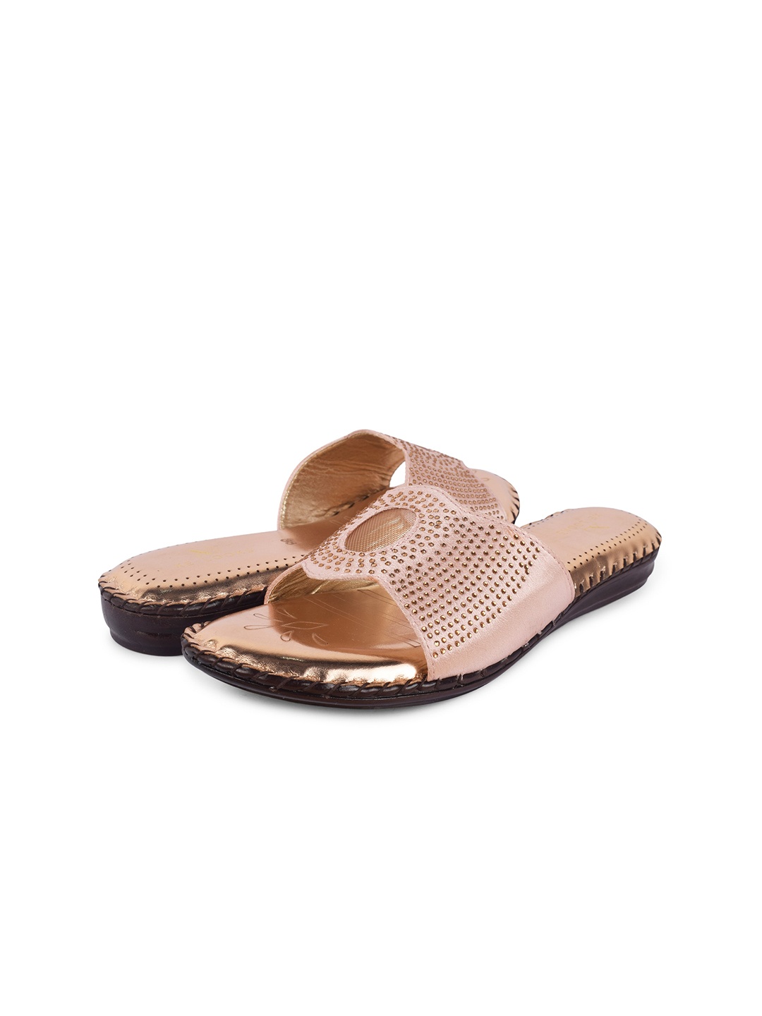 

XE Looks Women Rose Gold Embellished Open Toe Flats