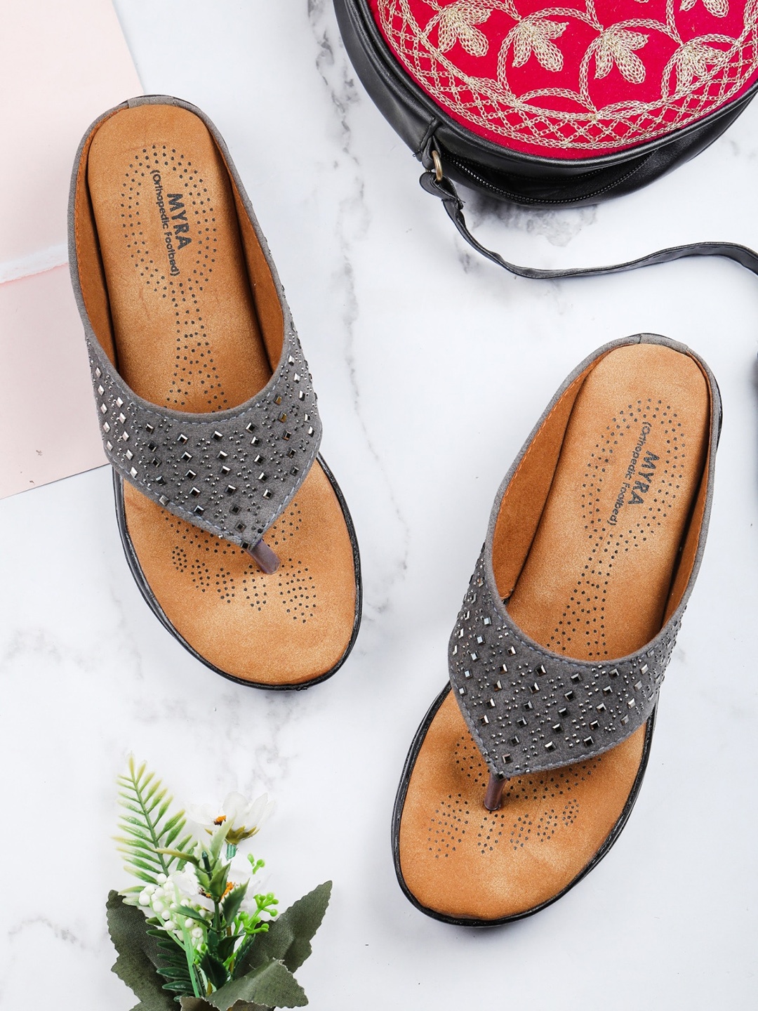 

Myra Grey Embellished Suede Wedge Heels