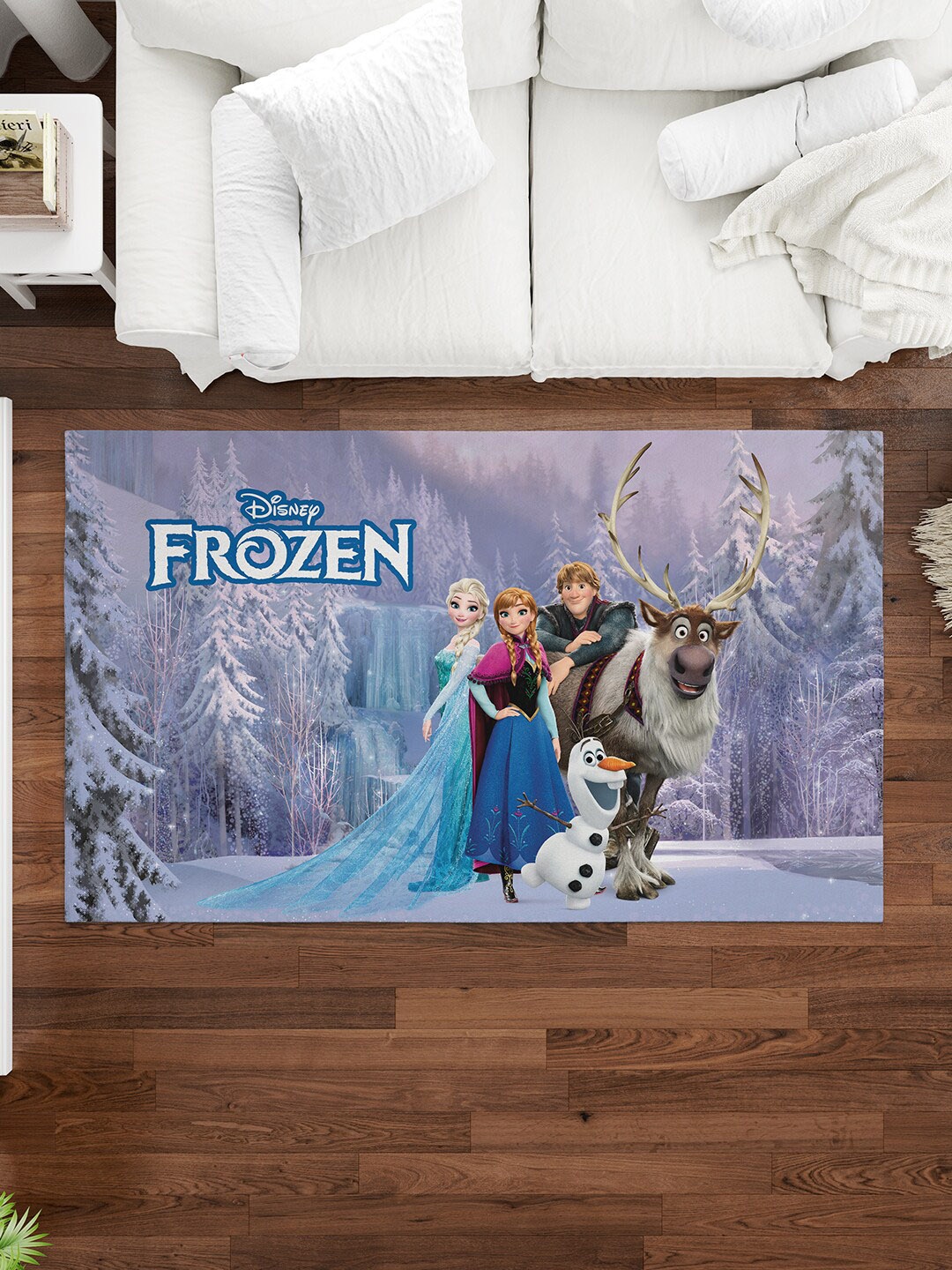 

Disney Girls Blue & White Frozen Princess Printed Anti-Skid Carpet