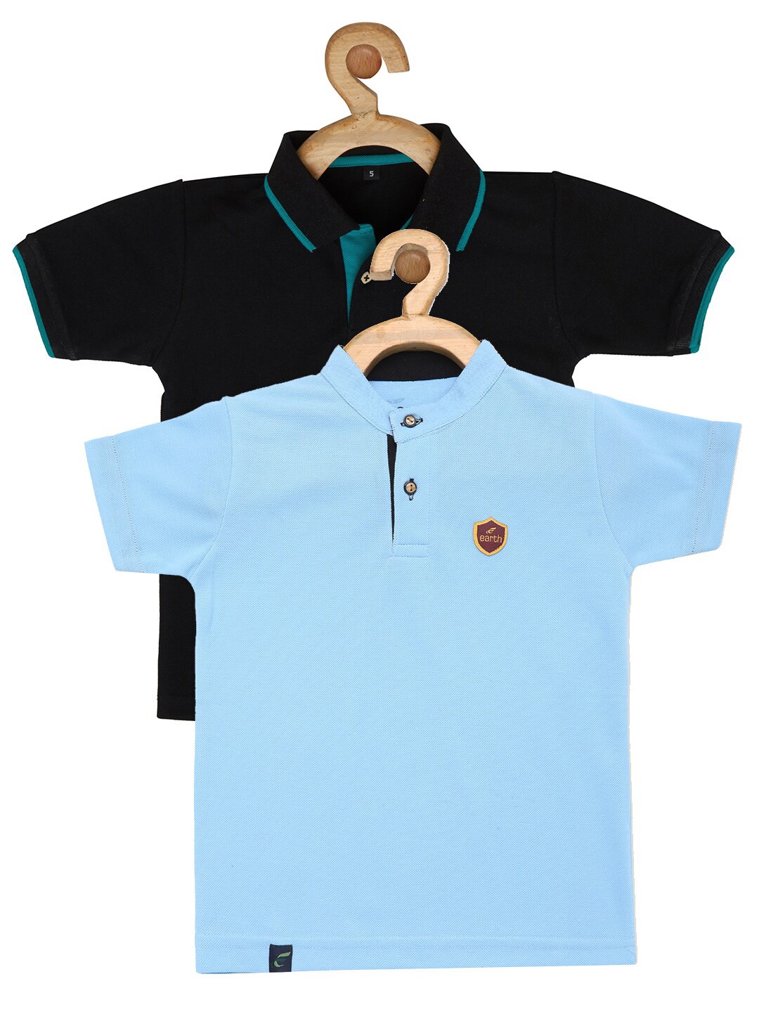 

earth conscious BoysSet of 2 Black and Blue Polo Collar T-shirt