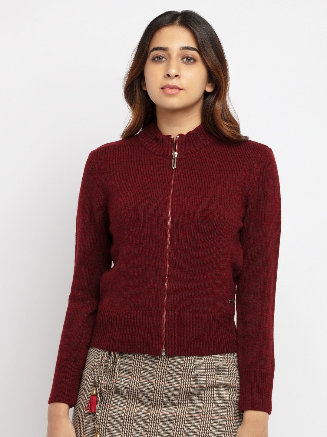 

Status Quo Women Maroon Cardigan Sweater