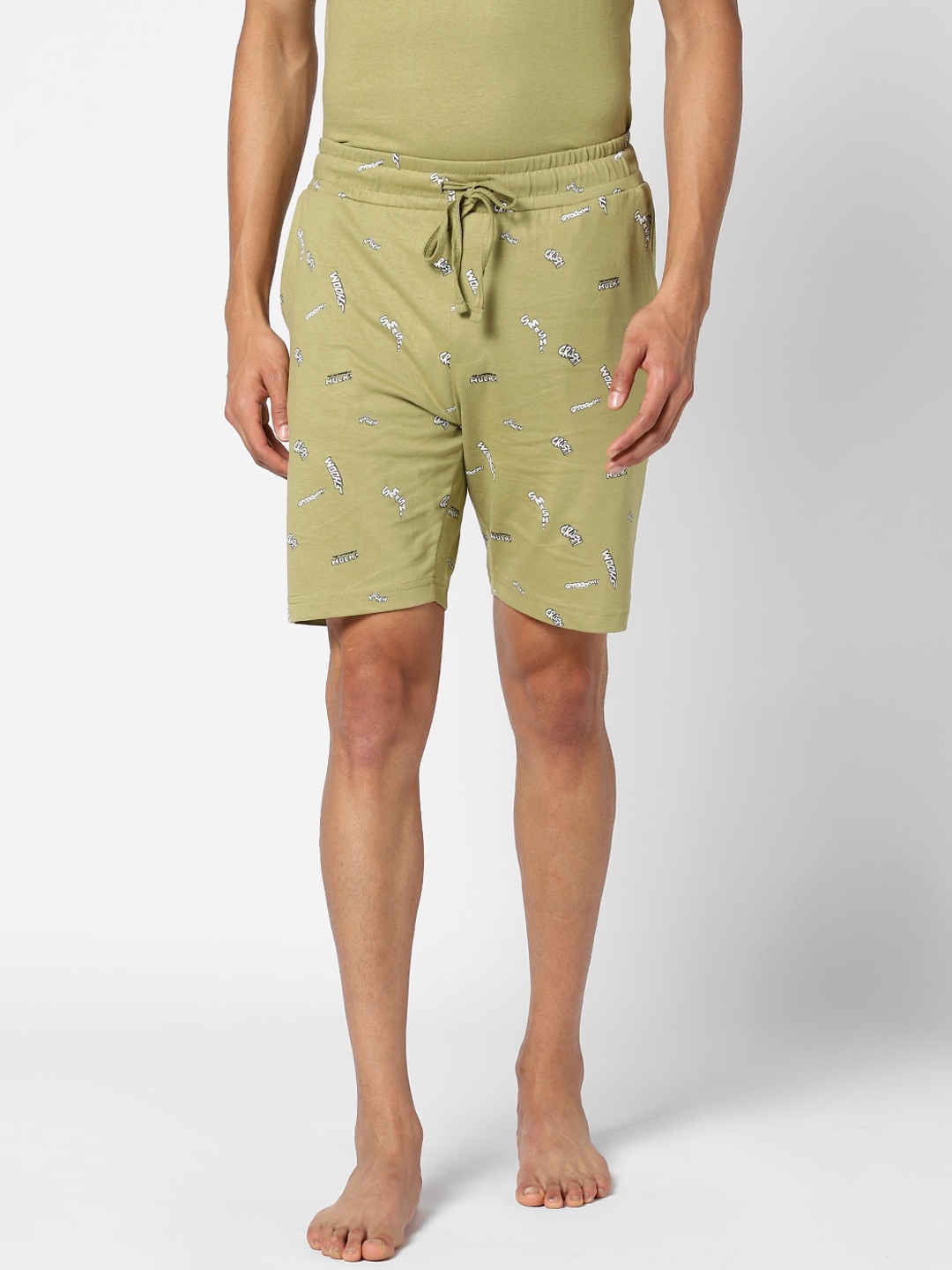 

Ajile by Pantaloons Men Green Printed Slim Fit Shorts