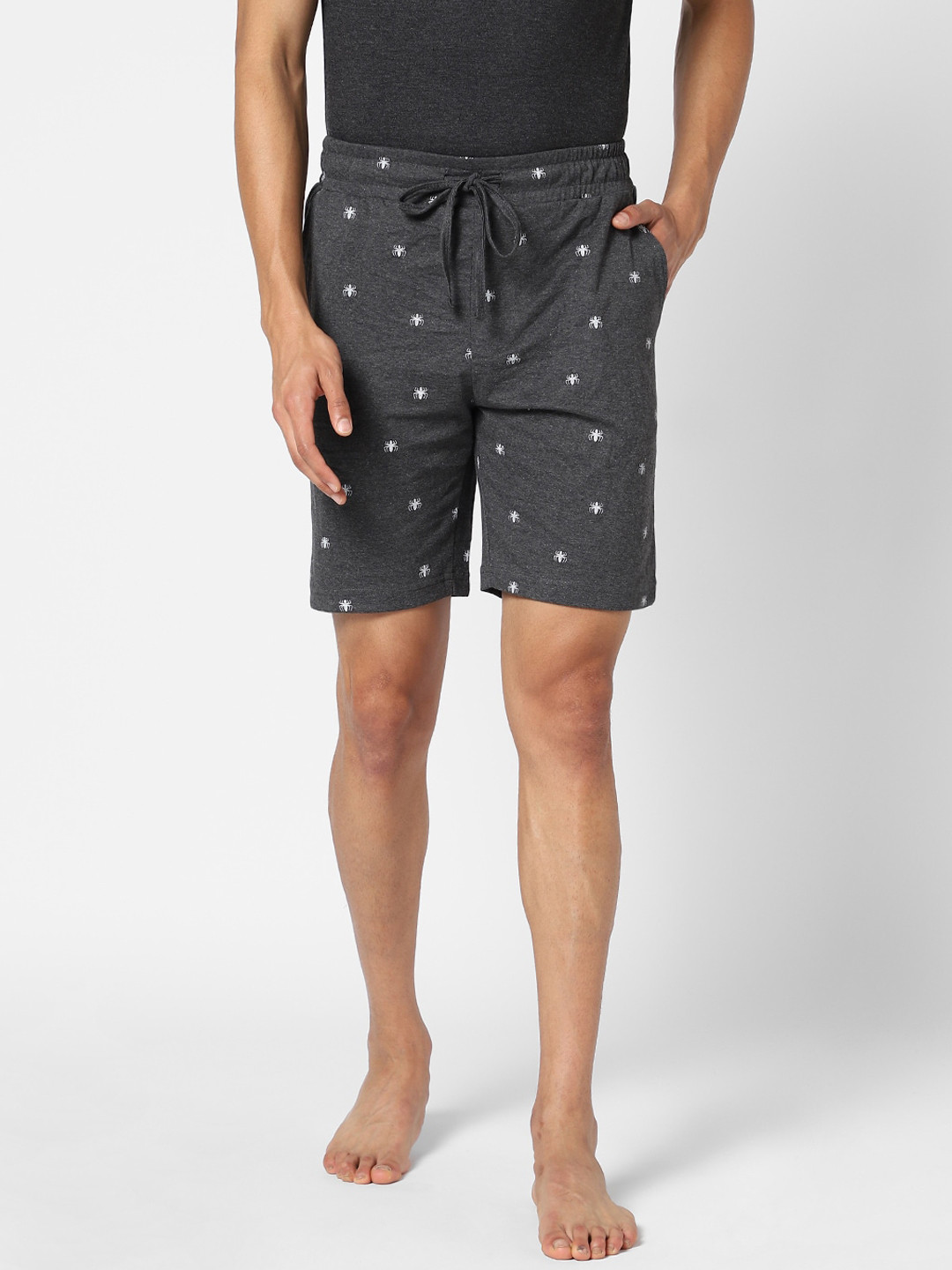 

Ajile by Pantaloons Men Grey Printed Slim Fit Shorts