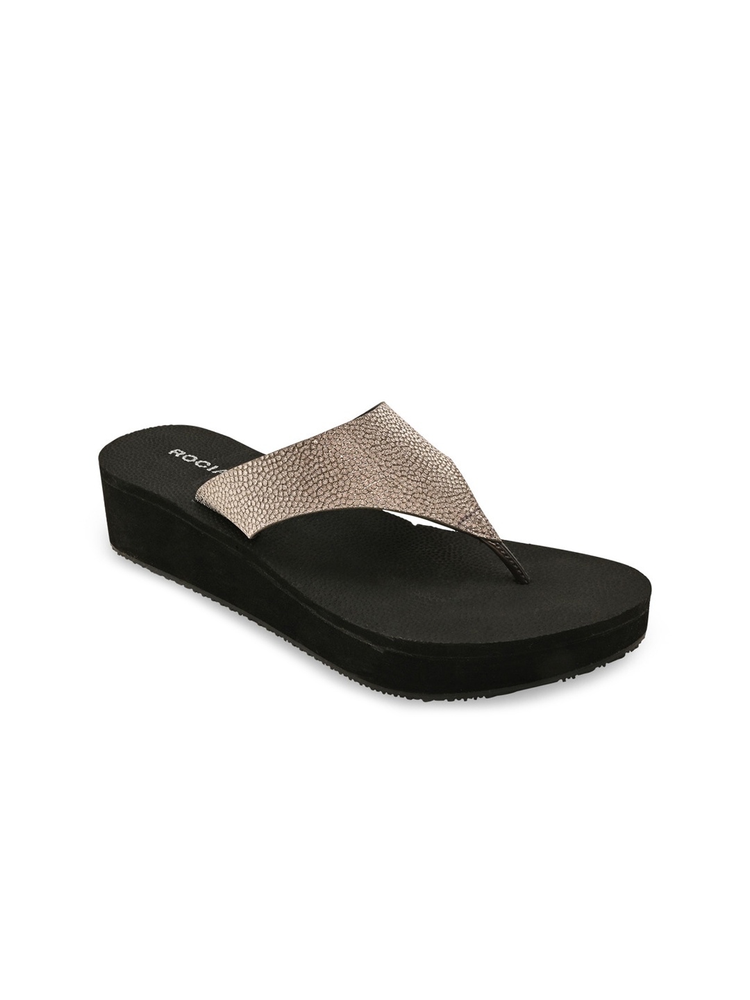 

Rocia Women Gunmetal-Toned Comfort Sandals, Metallic
