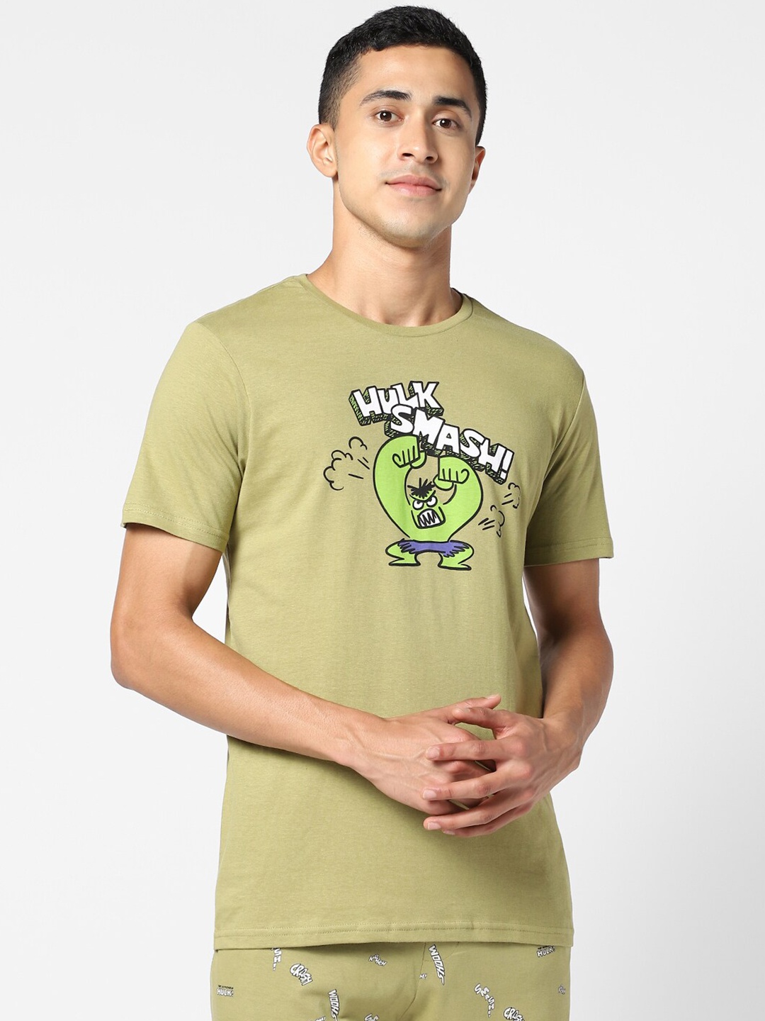 

Ajile by Pantaloons Men Green Printed Slim Fit T-shirt