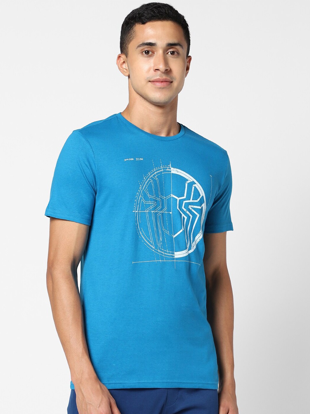 

Ajile by Pantaloons Men Blue Printed Slim Fit T-shirt
