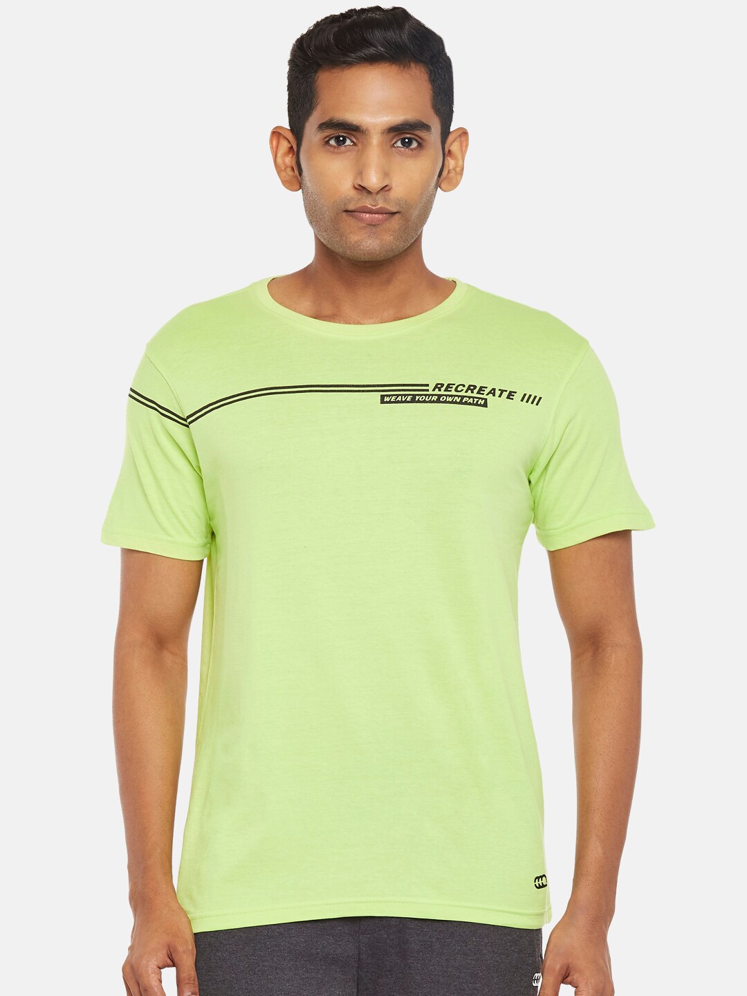 

Ajile by Pantaloons Men Lime Green Slim Fit T-shirt