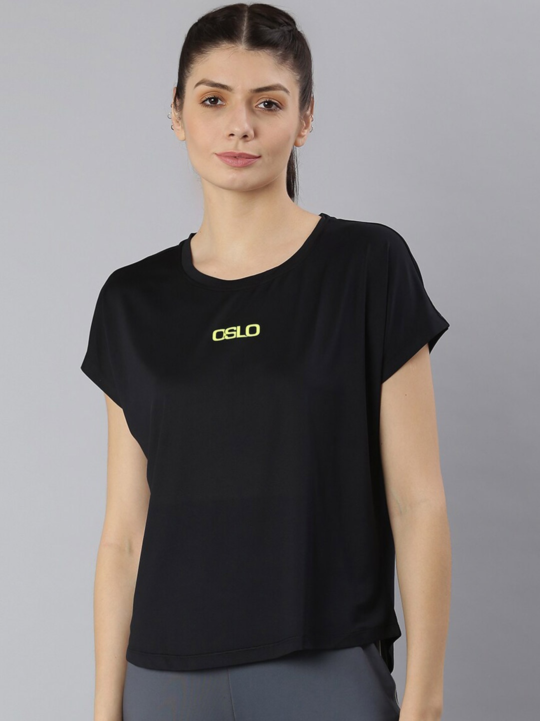 

MKH Women Black Typography Extended Sleeves Dri-FIT T-shirt