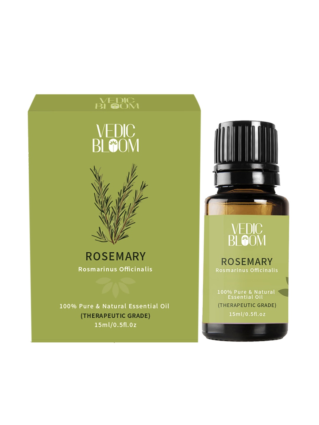 

Vedic Bloom 100% Pure & Natural Rosemary Essential Oil for Acne & Pimples - 15ml, Green