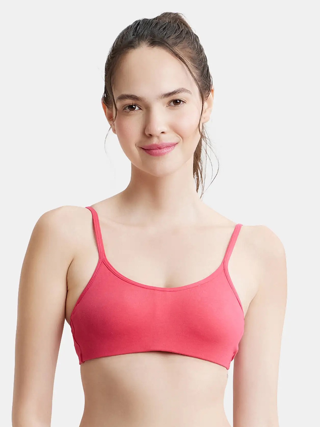 

Jockey Wirefree Non Padded Cotton Full Coverage Beginners Bra with Adjustable Straps -SS12, Pink