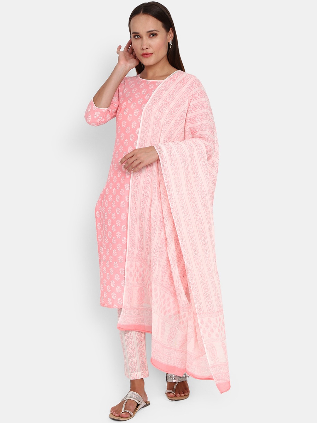 

V-Mart Women Peach-Coloured Ethnic Motifs Kurta