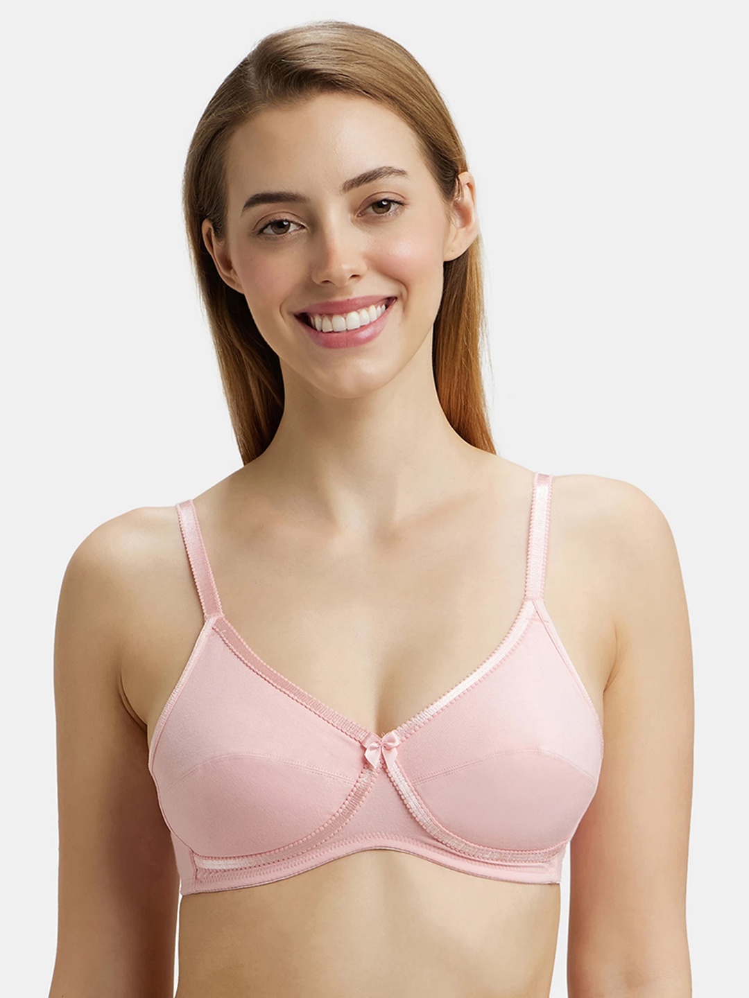 

Jockey Wirefree Non Padded Cotton Medium Coverage Cross Over Everyday Bra-1242, Pink