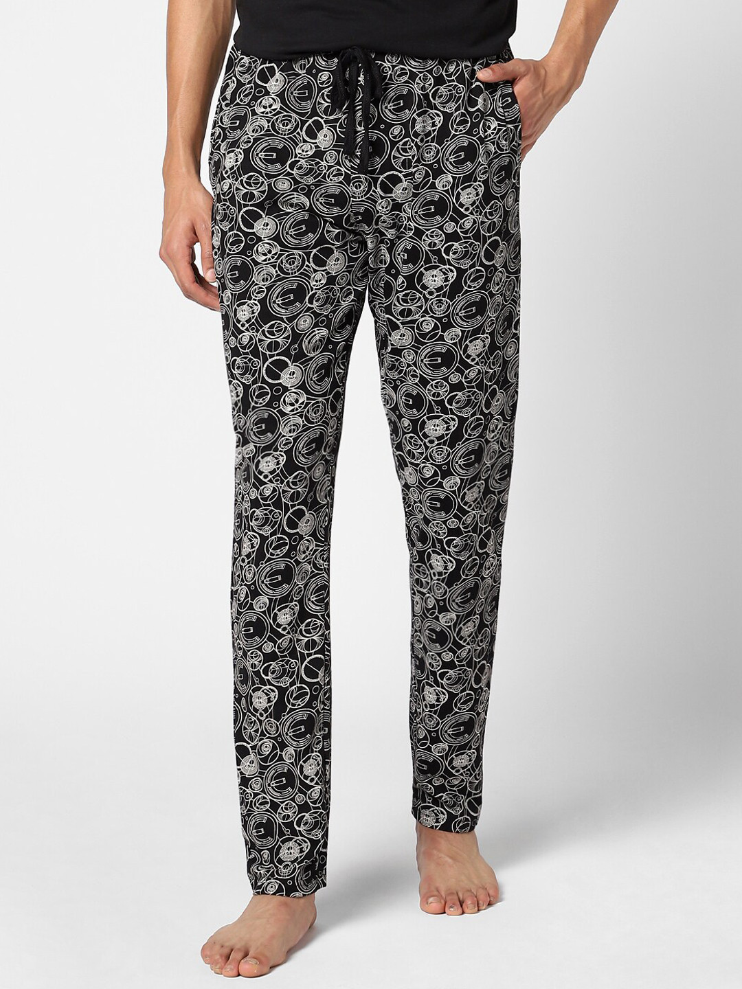 

Ajile by Pantaloons Men Black Printed Lounge Pants