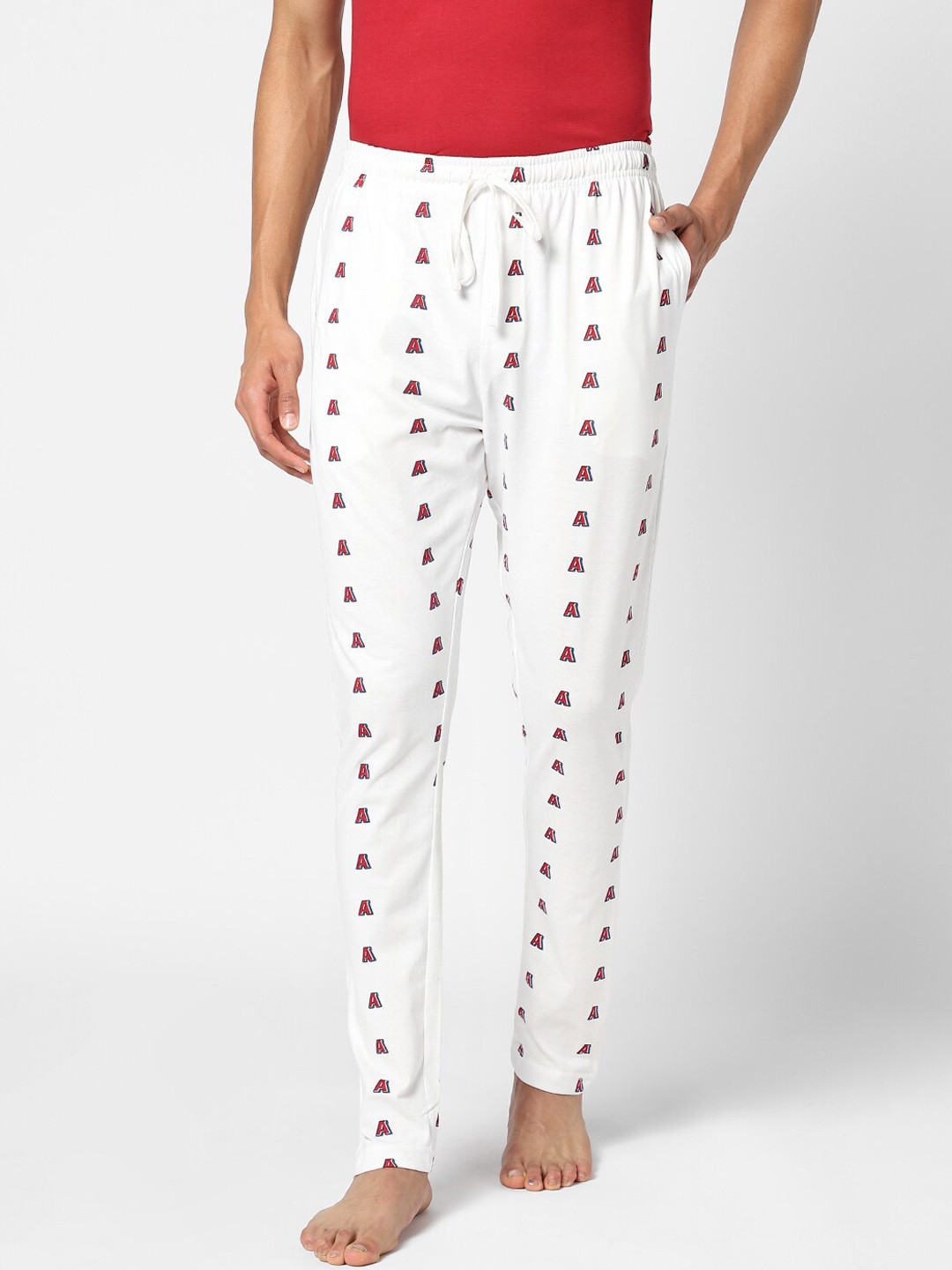 

Ajile by Pantaloons Men Off White & Red Printed Pyjama