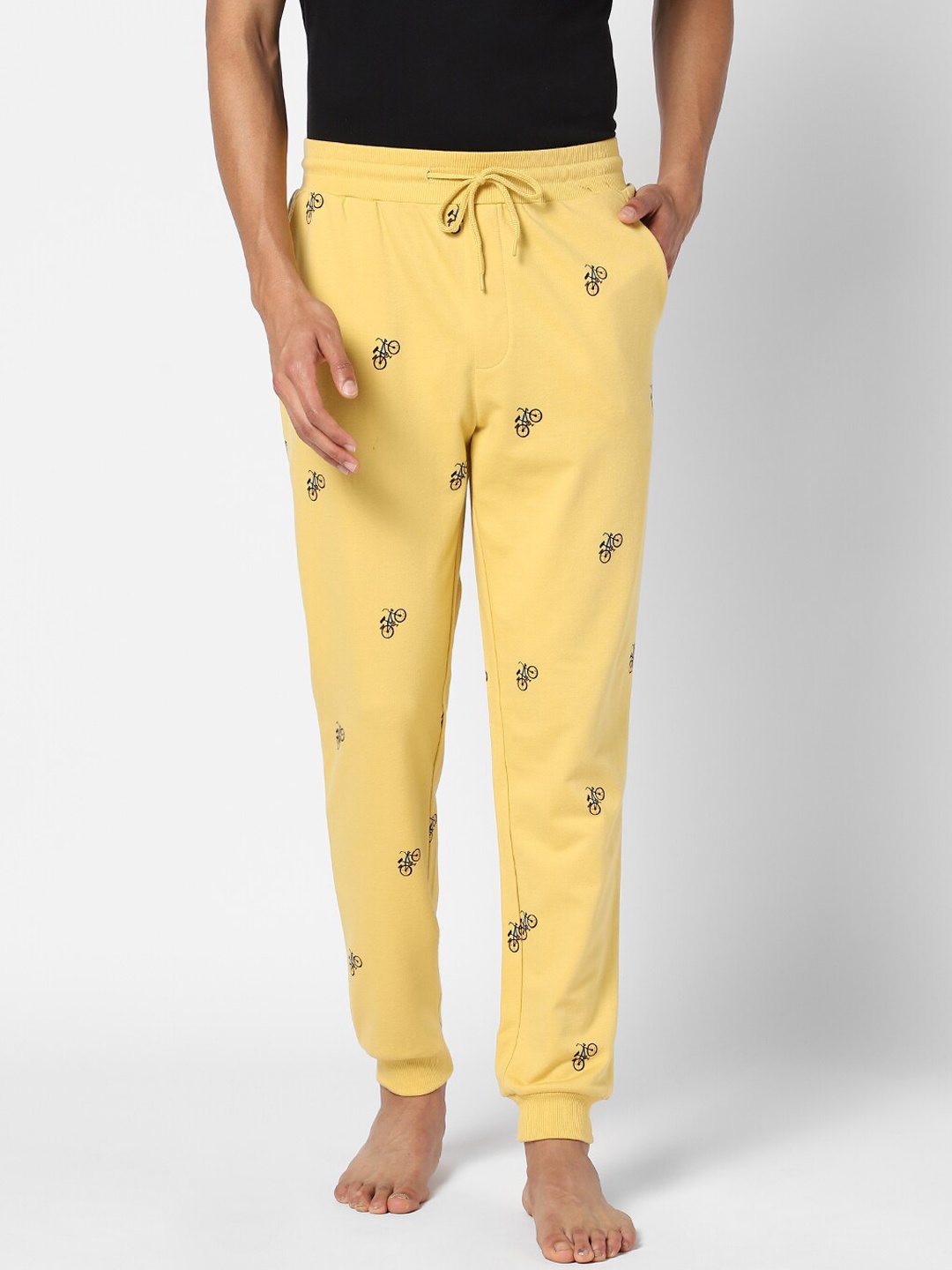 

Ajile by Pantaloons Men Mustard Yellow Printed Joggers