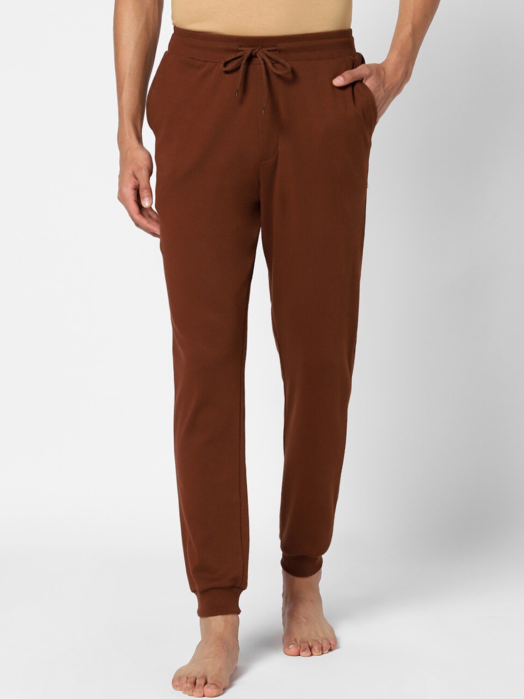 

Ajile by Pantaloons Men Brown Solid Slim-Fit Cotton Joggers