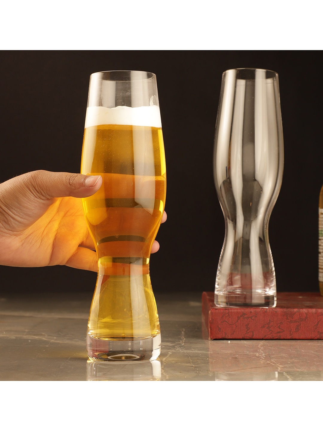 

The Decor Mart Set Of 2 Transparent Solid Dancing Beer Glass 600ml