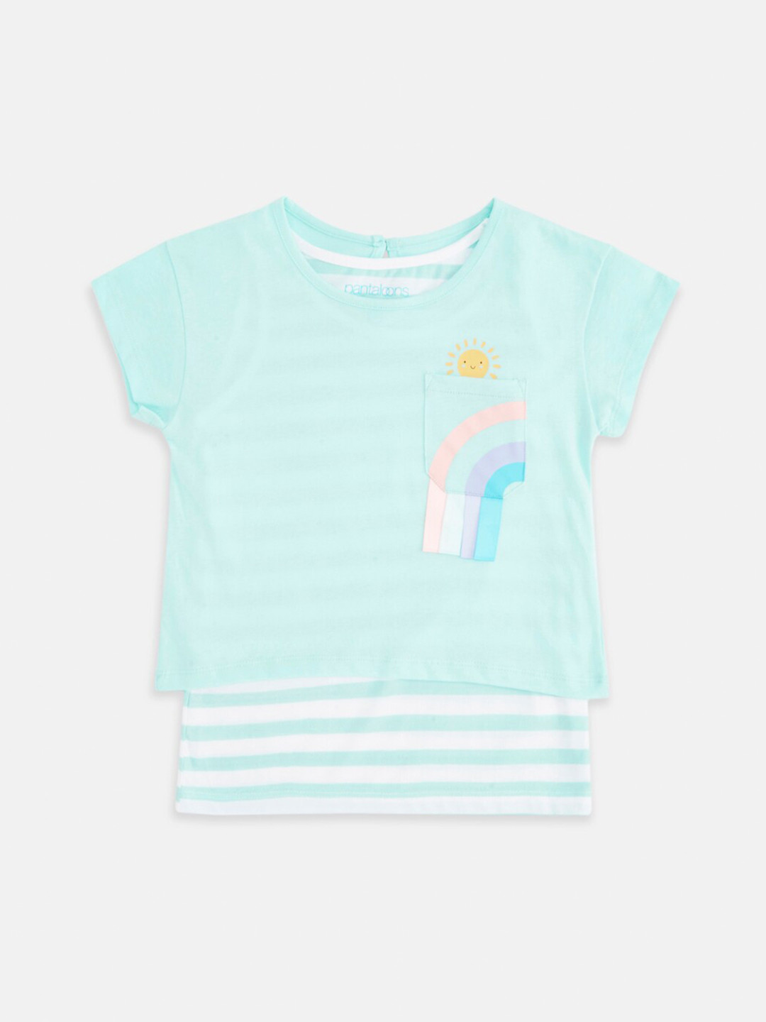 

Pantaloons Junior Girls Blue Striped T-shirt