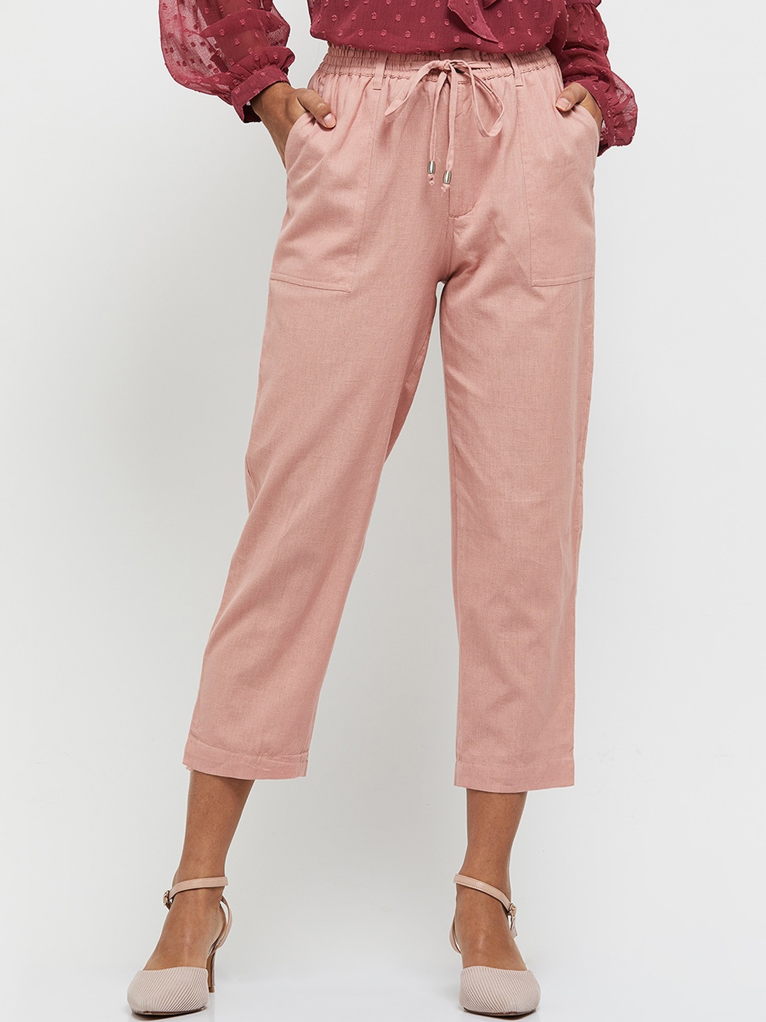 

max Women Pink Pleated Trousers