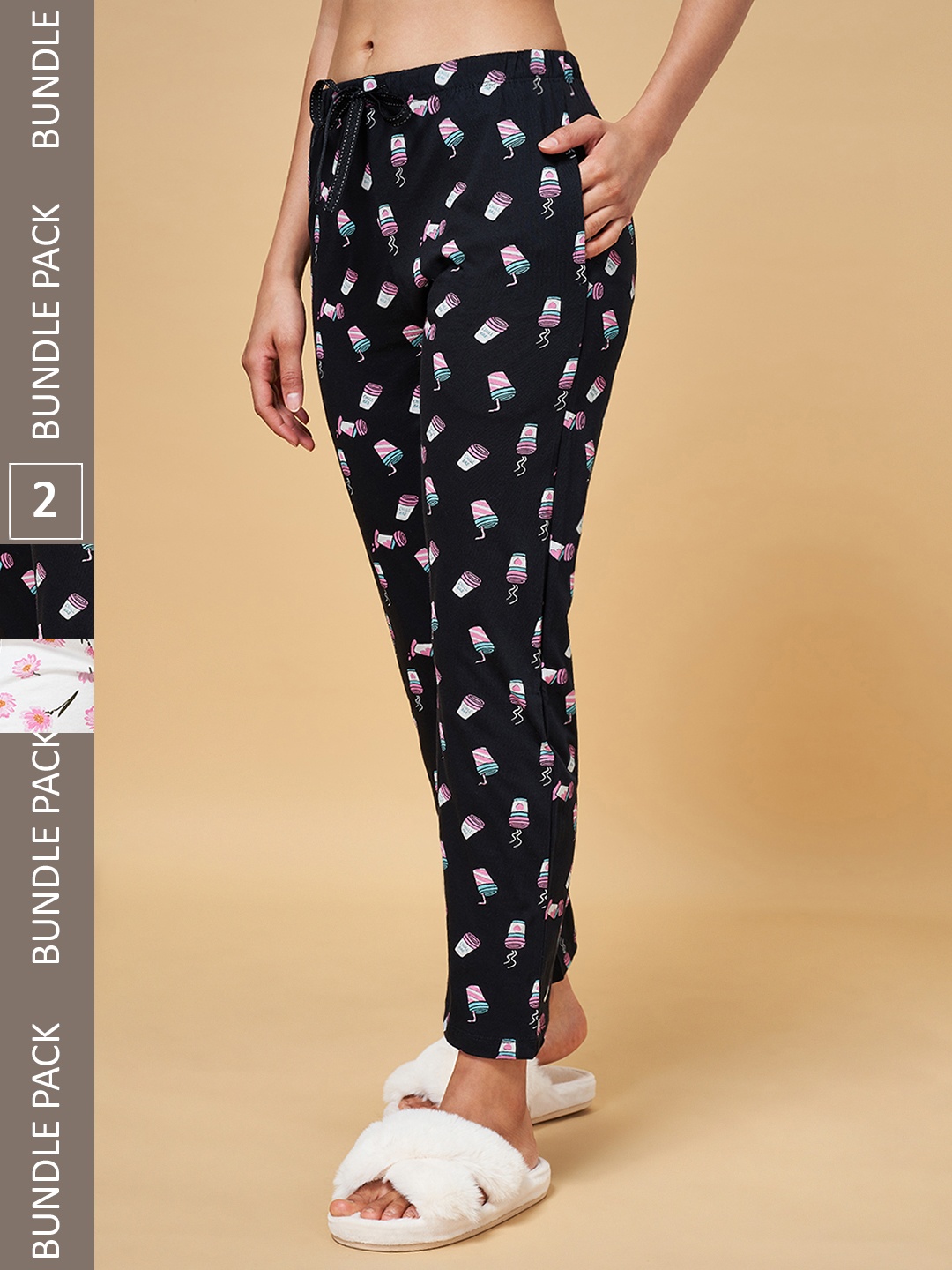 

Dreamz by Pantaloons Pack of 2 Black & White Printed Lounge Pants