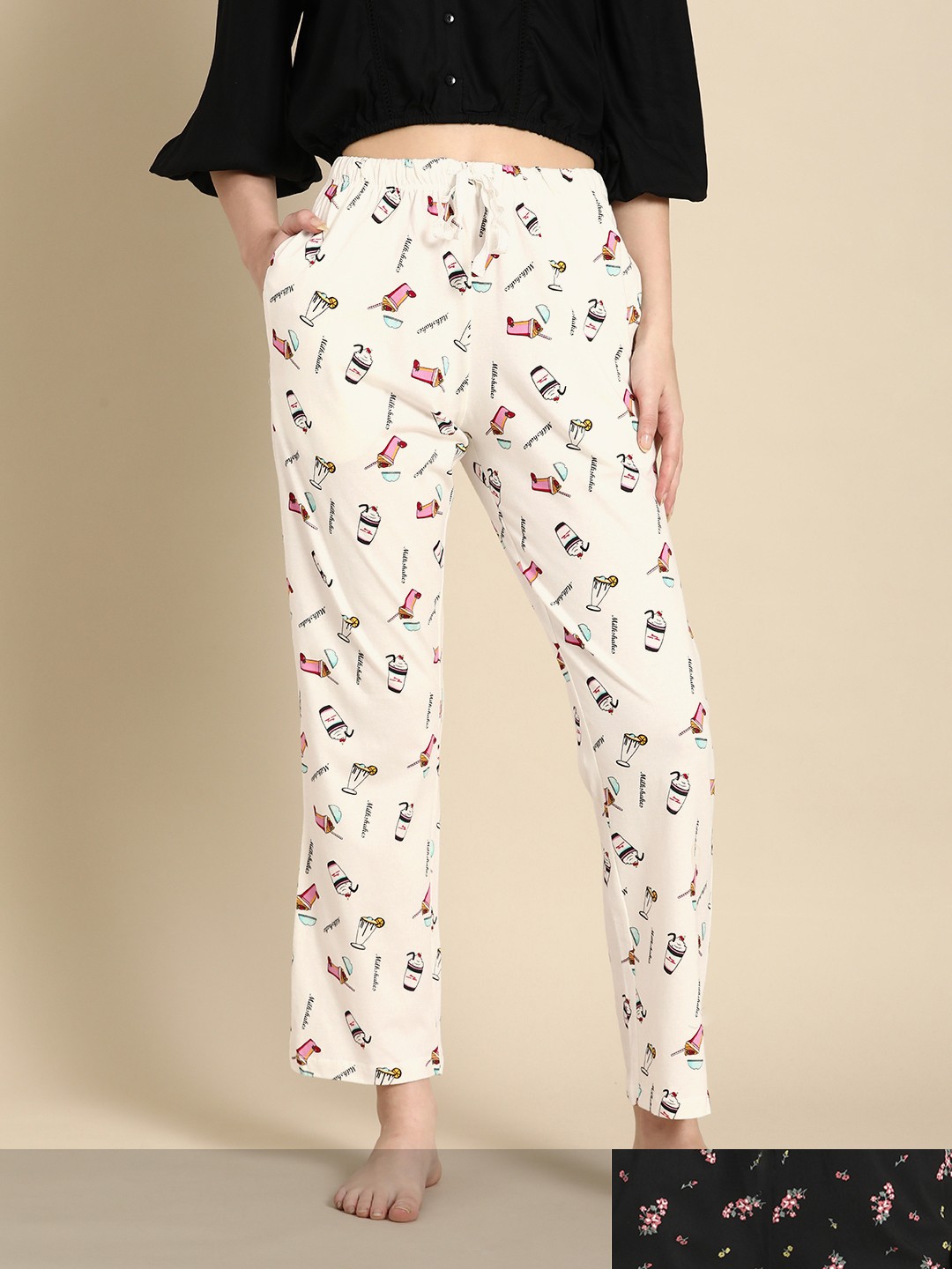 

Dreamz by Pantaloons Women Pack of 2 Printed Lounge Pants, White