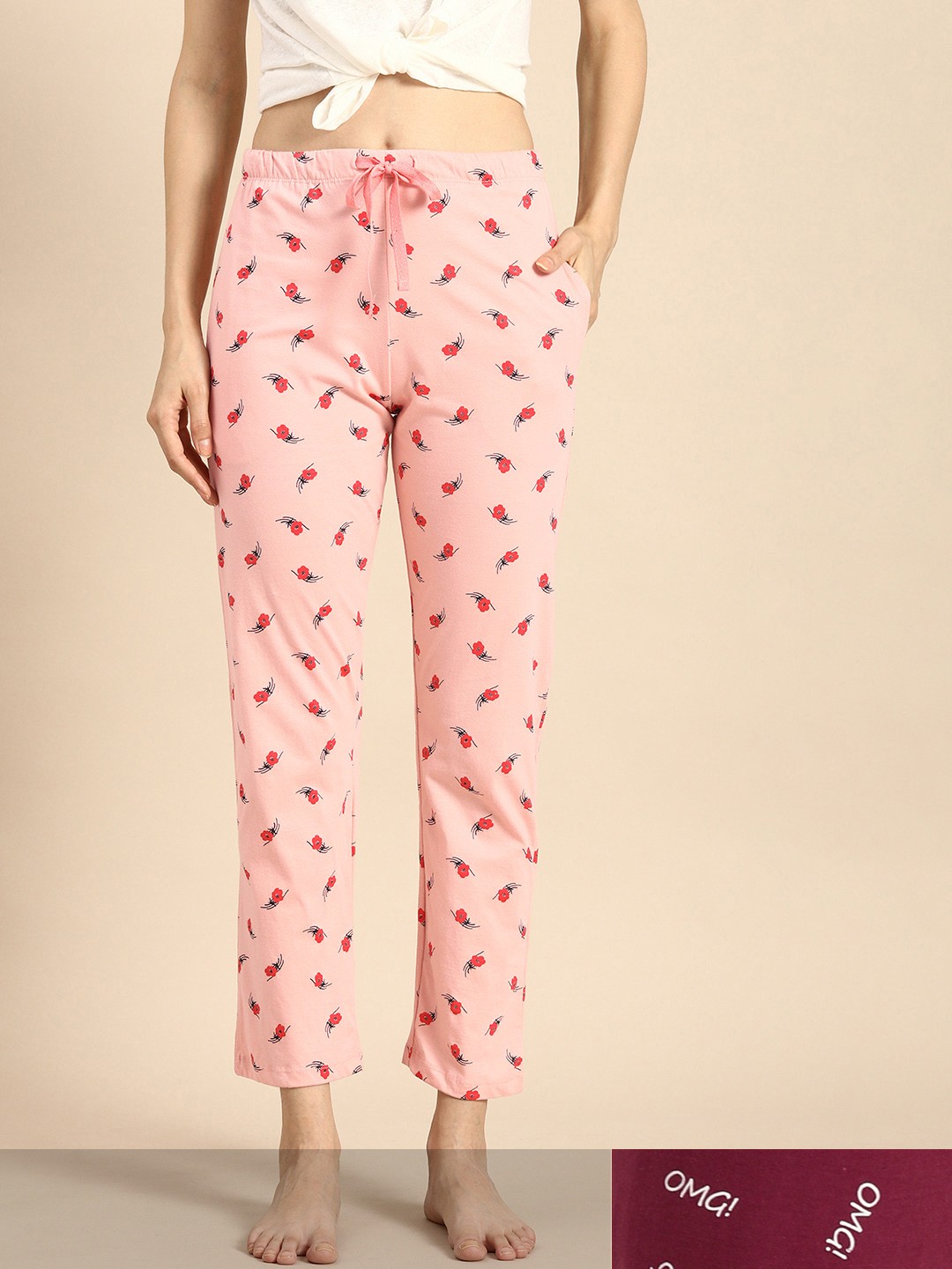 

Dreamz by Pantaloons Pack of 2 Maroon & Pink Printed Lounge Pants