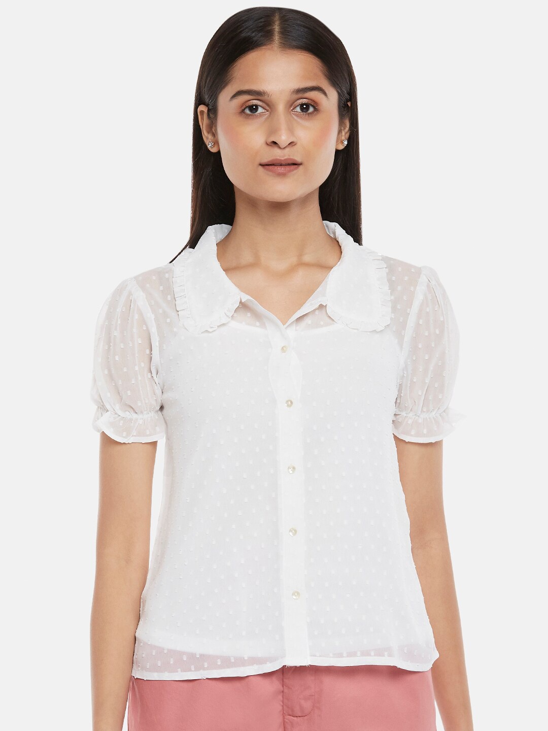 

Honey by Pantaloons Women Off White Casual Shirt