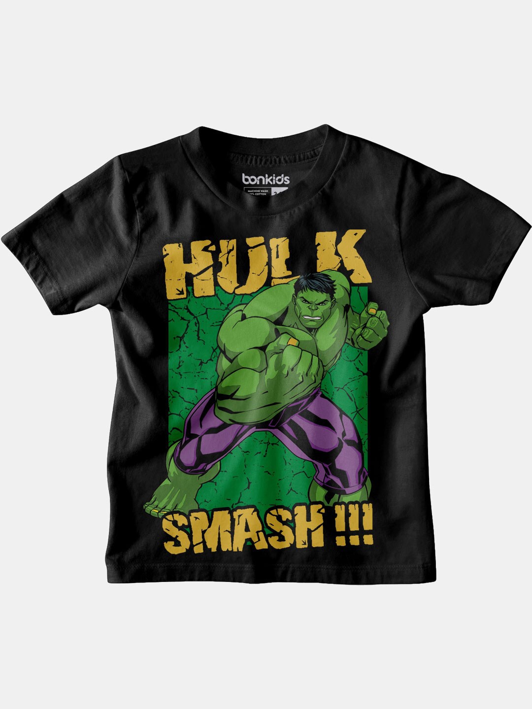 

BONKIDS Boys Black & Green Printed Cotton T-shirt