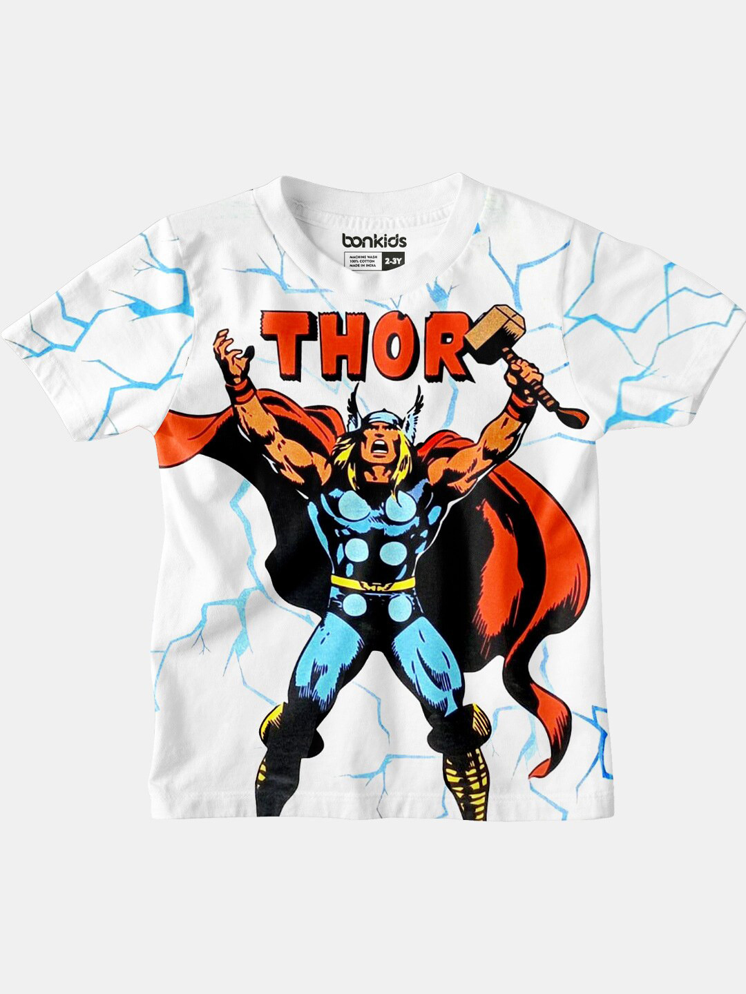 

BONKIDS Boys White & Blue Thor Printed T-shirt