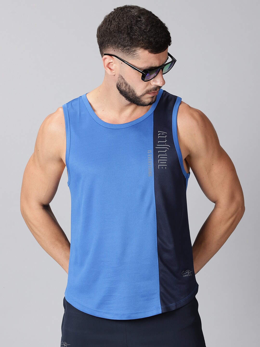 

ATTIITUDE Men Blue Typography Dri-FIT T-shirt