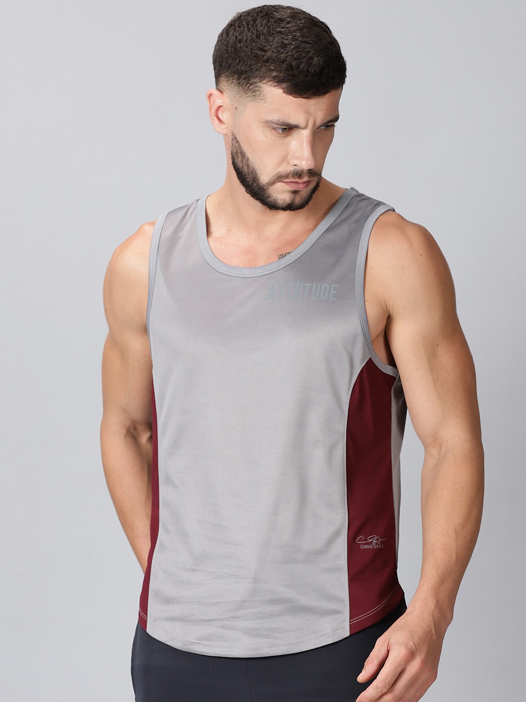 

ATTIITUDE Men Grey Dri-FIT T-shirt