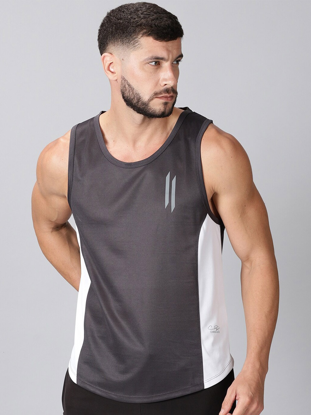

ATTIITUDE Men Charcoal Sleeveless Dri-FIT T-shirt