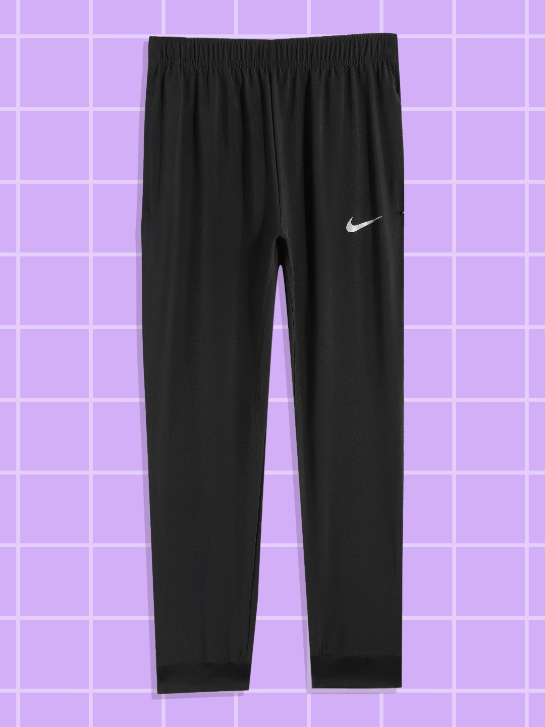 

Nike Boys Black Solid Regular Fit Mid-Rise Dri-FIT Woven Training Track Pants