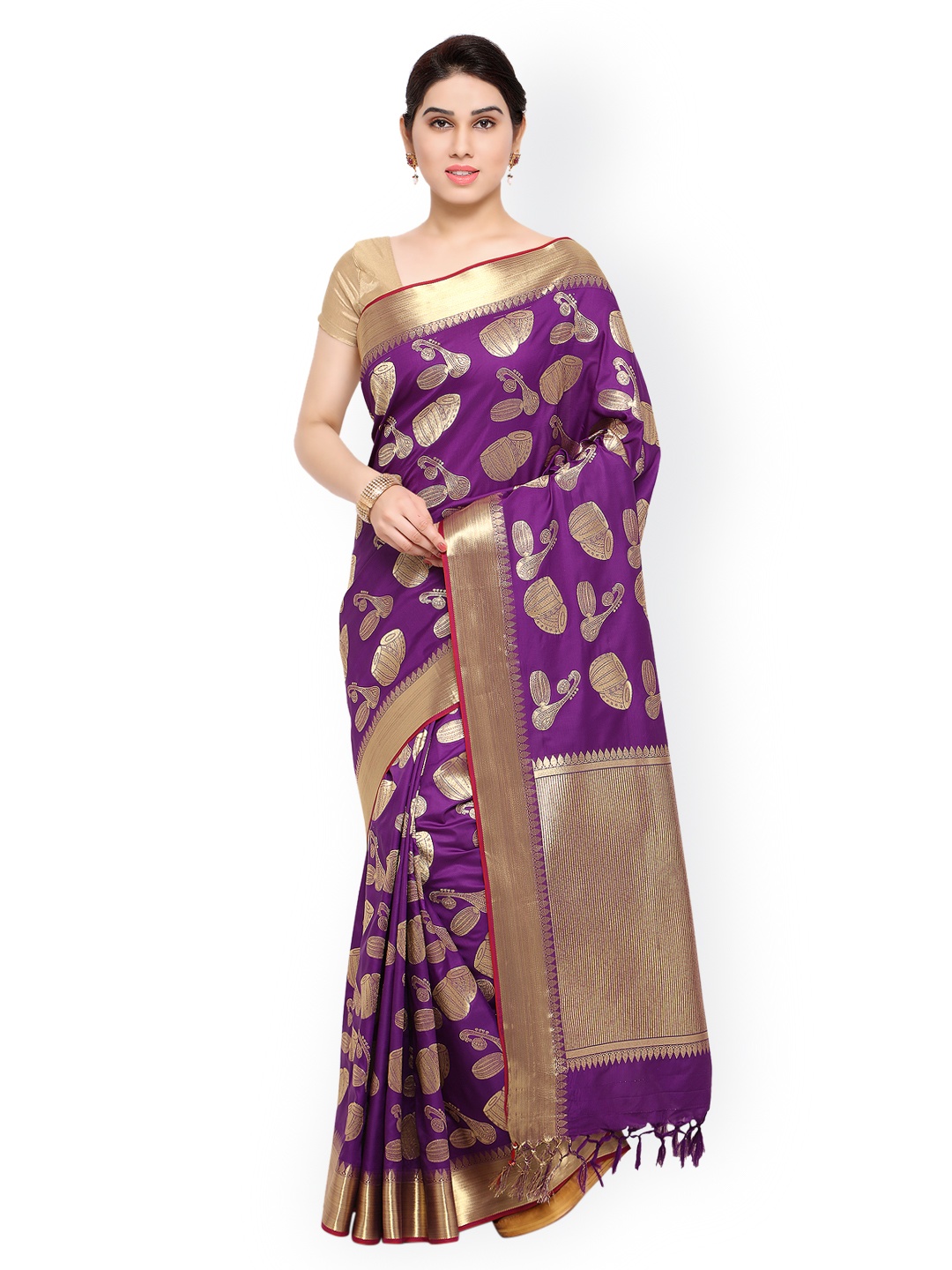 

Varkala Silk Sarees Purple Kanjeevaram Art Silk Traditional Saree