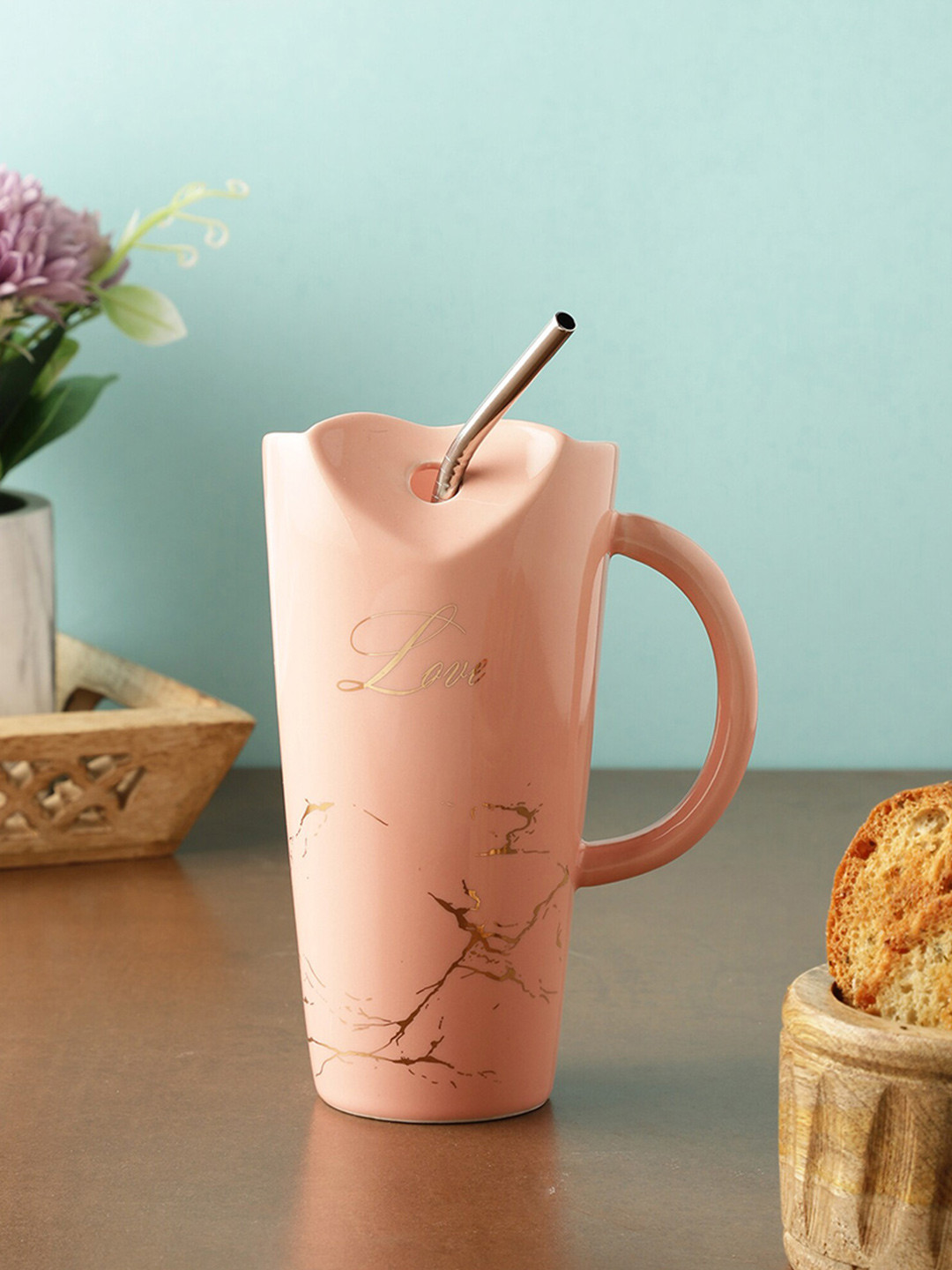 

The Decor Mart Pink & Gold-Toned Text or Slogans Printed Ceramic Glossy Mug 500 ML