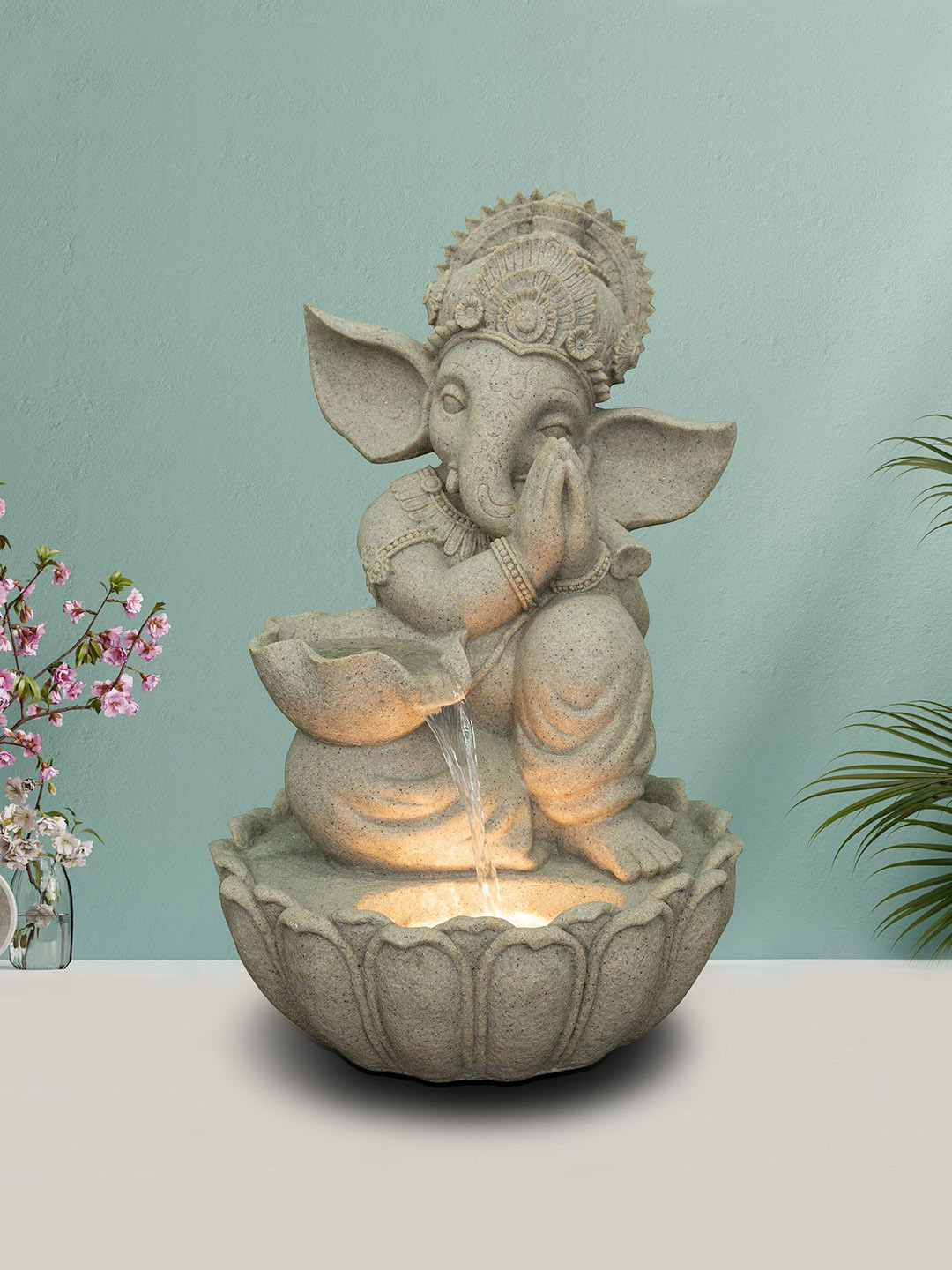 

HomeTown Grey Solid Ganesha Namaste Water Fountain