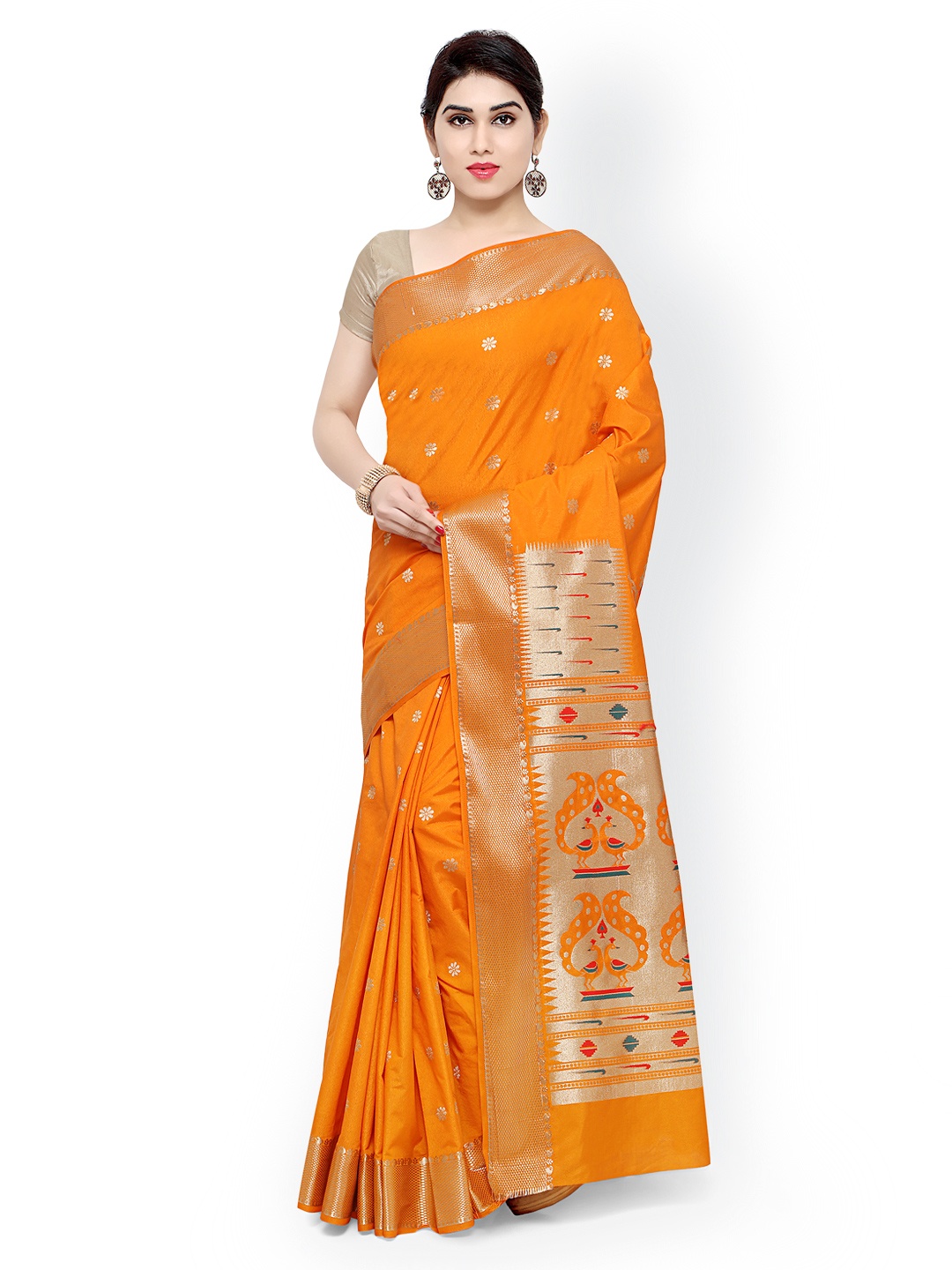 

Varkala Silk Sarees Orange Woven Design Art Silk Saree