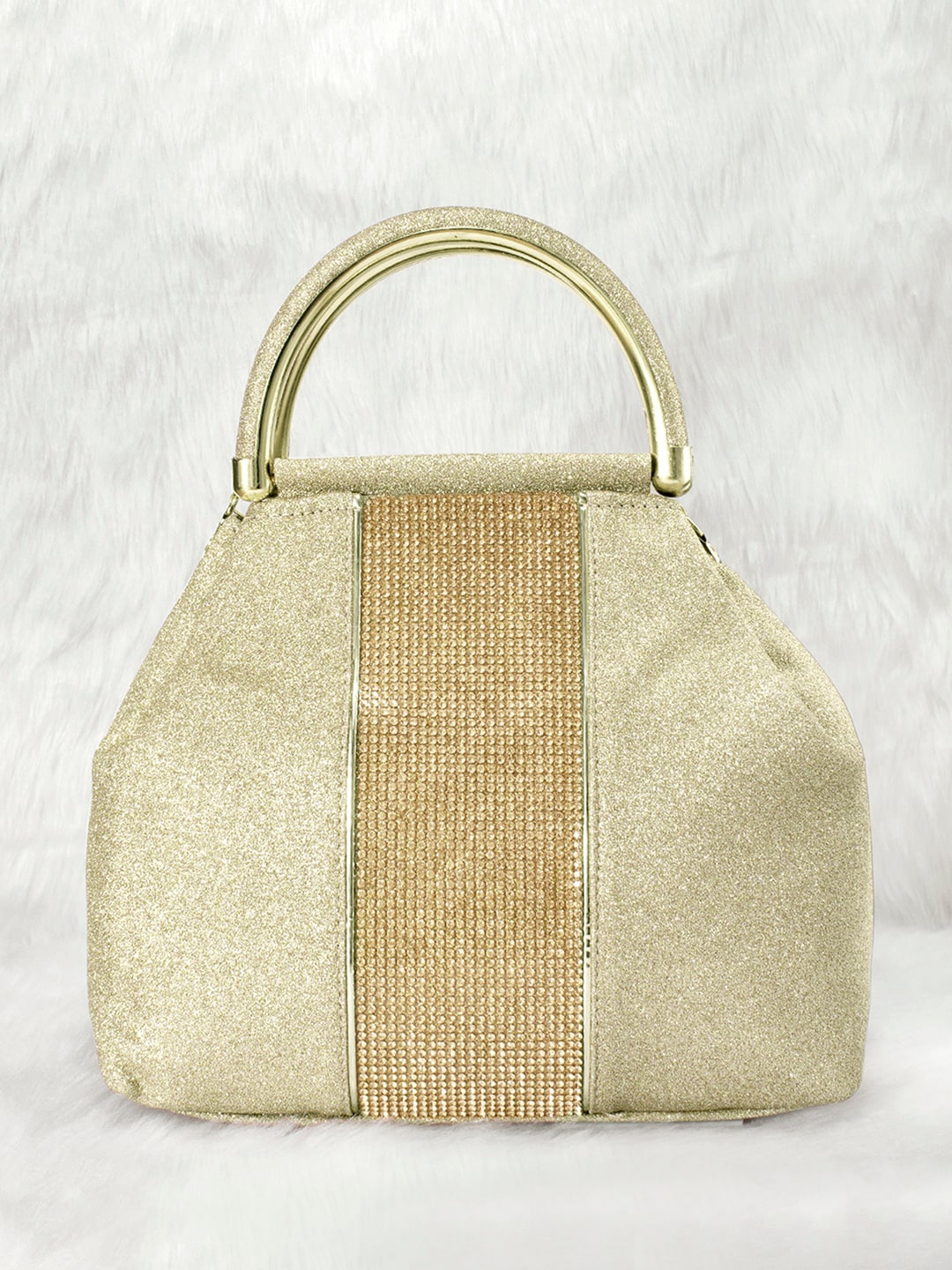 

Peora Gold-Toned & Beige Embellished Embroidered Potli Clutch