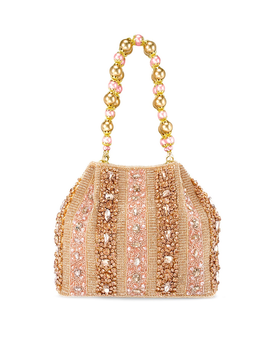 

Peora Rose Gold Embellished Purse Clutch