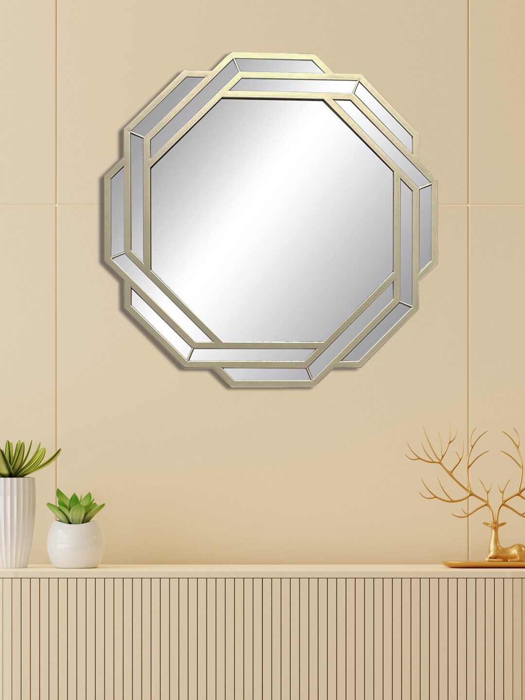 

HomeTown Champagne Gold Mirage Interlaced Decorative Mirror