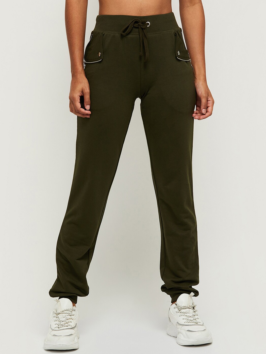 

max Women Green Solid Cotton Joggers
