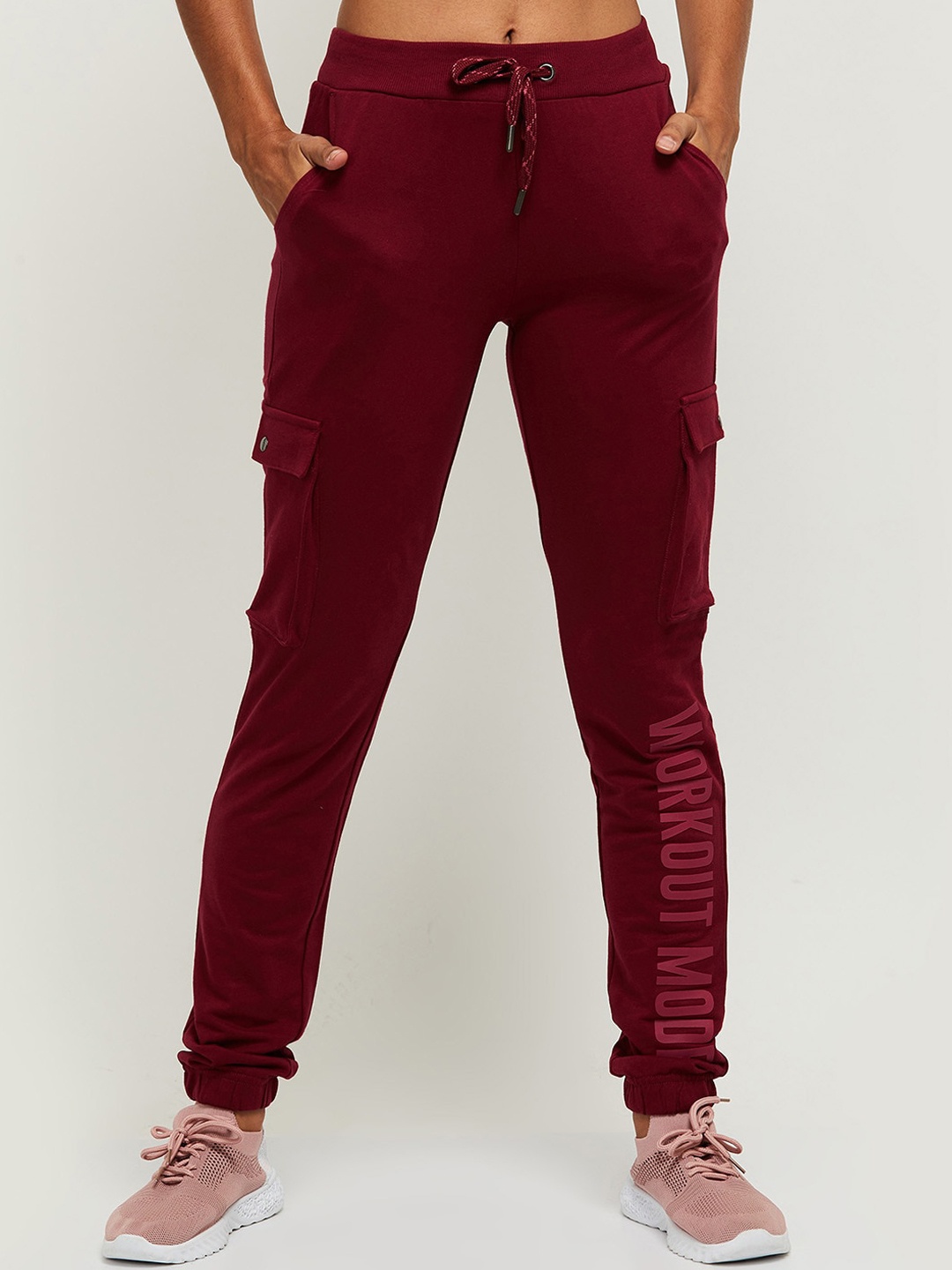 

max Women Purple Solid Pure Cotton Joggers
