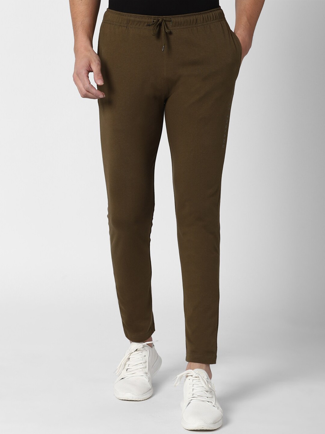 

Peter England Men Olive Green Solid Track Pants