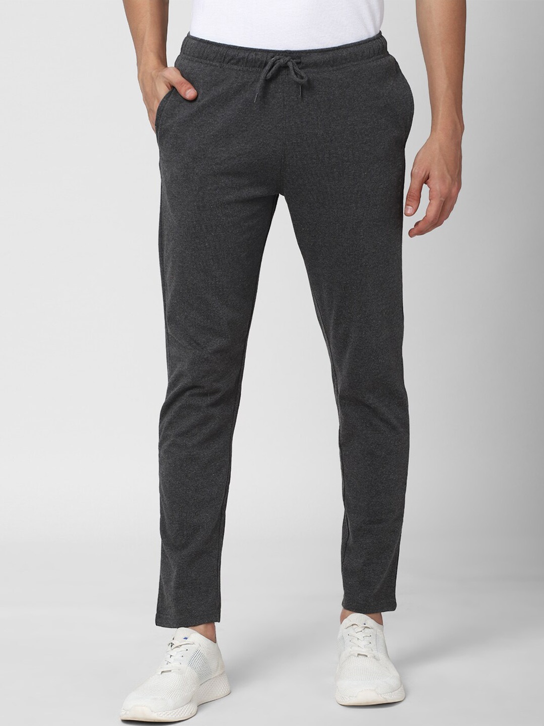 

Peter England Men Grey Solid Track Pants