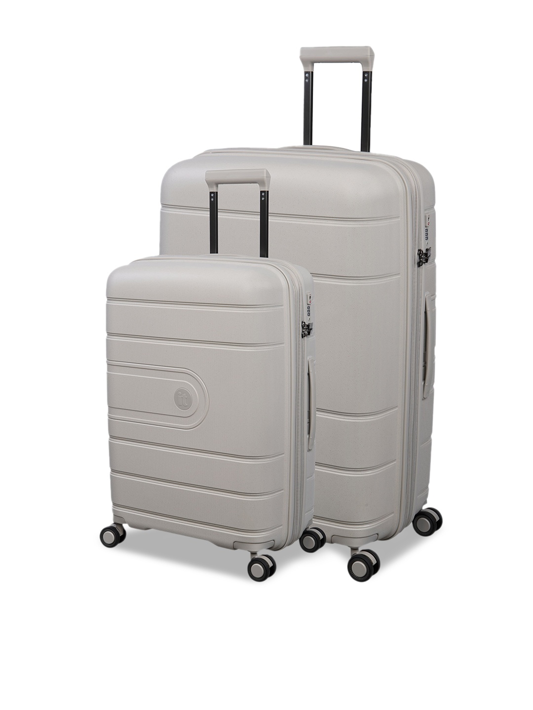 

IT luggage Set of 2 Beige Solid Hard-Sided Large Trolley Suitcase