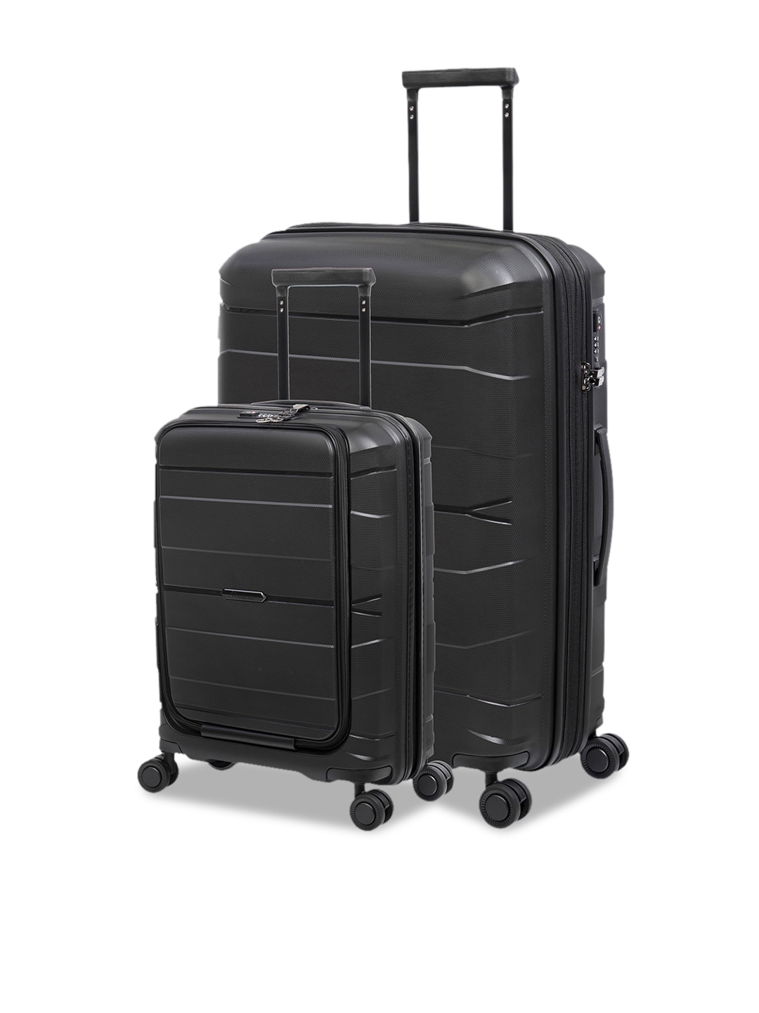 

IT luggage Set of 2 Black Solid Hard-Sided Medium Trolley Suitcase